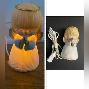 Vintage Ceramic Praying Angel Lamp Night Light-Christmas Decor Retro Christmas